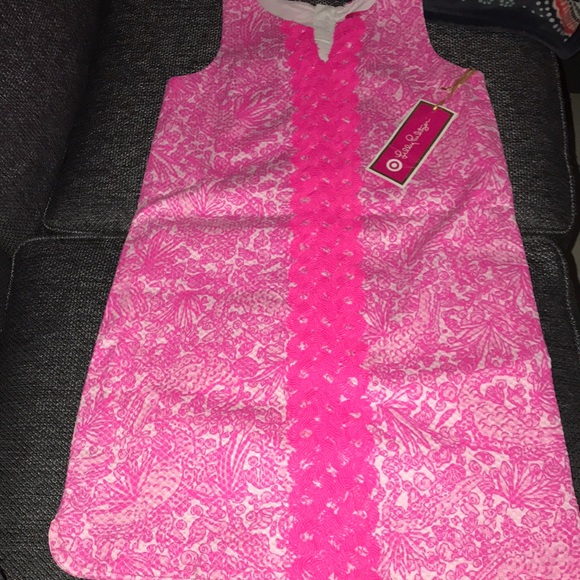 SOLD π€NWT TARGET LILLY PULITZER 2015 NEON PINK SHIFT DRESS SIZE L 10-12π€ - Picture 3 of 16